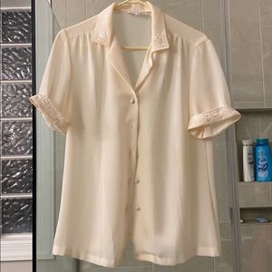 Vintage cream colored button up top